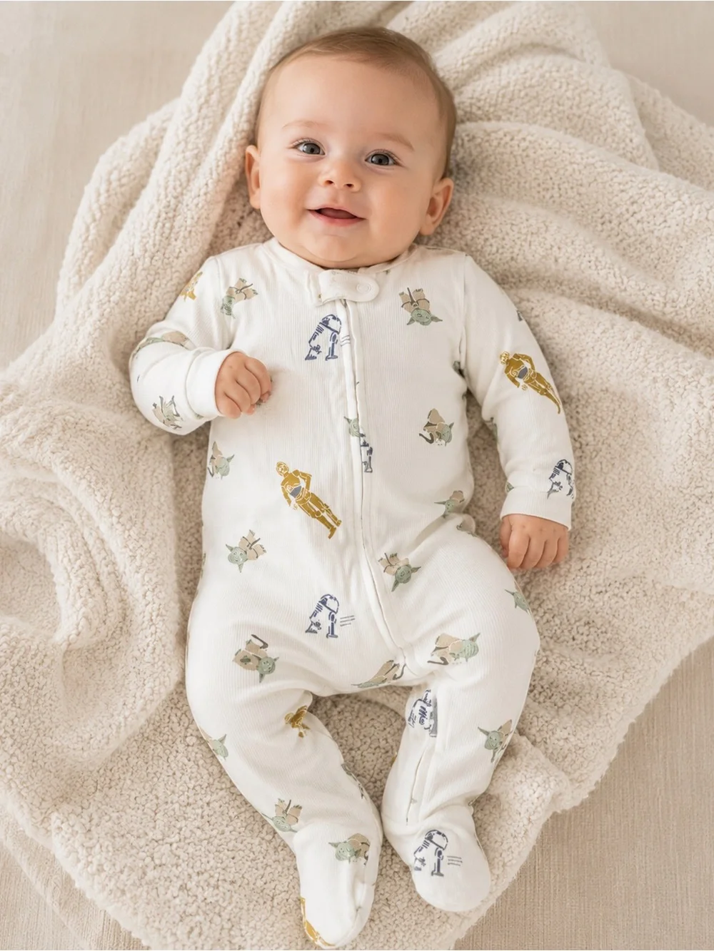 Baby Cream Star Wars Character Footed One-Piece